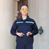 Conjunto de vestuário de proteção do trabalho, resistente ao desgaste e à sujeira, calça de manga comprida, roupa para reparo automotivo, uniforme de mecânico para oficina de engenharia de canteiro de obras, personalizável com logotipo