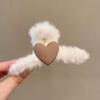 Horquilla de felpa de otoño e invierno para mujer, cuchara trasera, clip sencillo y peludo, tocado, clip de tiburón peludo, clip lindo