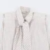 Estilo Europeo y Americano Transfronterizo Z Nueva Moda Ropa para Mujer al por Mayor Camisa Rayada con Tira Acolchada de Hombro y Lazo 4764031