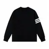 Sudadera de estilo americano de moda con tres rayas para hombres y mujeres jóvenes, camiseta de algodón puro con cuello redondo, camisa de manga larga holgada con puños acanalados
