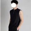 Colete masculino estilo americano com meio zíper, tendência de verão, estiloso e de corte solto, sem mangas, adequado para esportes e uso casual