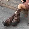 Botines de Plataforma Gruesa Estilo Europeo y Americano para Mujer, que Aumentan la Altura, Botas Largas de Verano Finas de Moda, Botas de Montar