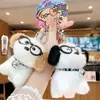 Óculos Originais Pelúcia Cachorro Óculos Bichon Frisé Chaveiro Exquisito e Fofo Menina Cachorro Pingente de Bolsa Presente
