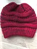 Otoño e Invierno Europeo y Americano Amazon Ebay Sin Etiquetar Gorro de Punto para Cola de Caballo Gorro de Lana para Mujer Gorro de Punto de Color Puro