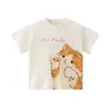 Camiseta de Manga Corta de Algodón Jersey para Niños con Temática de Gatos, Nueva de Verano, Camiseta Casual Delgada para Bebés y Niños, Estilo Coreano