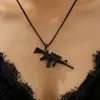 Suprimento Transfronteiriço Punk Hip-Hop Colar de Fuzil de Assalto Totalmente Cravejado de Diamante Pingente de Arma Ak Personalizado Criativo Joias Atacado para Homens e Mulheres