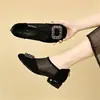 Zapatos Planos de Malla de Moda Populares 2026 Primavera/Verano Nuevos Zapatos de Mujer con Tacón Bajo, Cremallera Trasera con Pedrería, Punta Redonda, Zapatos de Madre