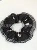 Elástico de Cabelo Scrunchie Listrado com Renda Estilo Coreano para Mulheres, Acessório de Cabelo Suave e Elegante, Elástico de Cabelo Scrunchie Estilo Coreano