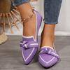 Zapatos Casuales para Mujer de Punto Volador de Nuevo Estilo para Primavera y Otoño, Puntiagudos, Adelgazantes, Planos sin Cordones, con Lazo