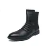 Botas Martin de Cano Alto Masculinas Plus Size Transfronteiriças com Efeito Amassado Outono/Inverno Moda Estilo Britânico Botas Casuais com Zíper Lateral Botas de Couro