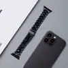 Adecuado para Apple Applewatch Correa de Tres Perlas Hebilla Plegable iWatch Correa de Reloj de Resina Arcoíris y Metal S9