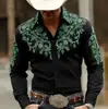 Camisa de manga larga para hombre de estilo europeo y americano, tendencia de moda vaquera occidental, camisa para hombre de estilo étnico transpirable