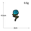 Bordado de Flor Rosa Azul para Ropa de Comercio Exterior Parche de Tela Bordado por Computadora Fabricante al por Mayor en Stock Parche para Ropa DIY