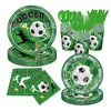 Conjunto de Louça Descartável de Futebol da Copa do Mundo Transfronteiriça Suprimentos para Festa de Família e Amigos Pratos de Papel Descartáveis para Festa