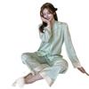 Pijama de Seda de Hielo Estilo Nuevo 2026 para Mujer, Estilo Chino, de Manga Larga y Pantalón Largo, Ropa de Casa Elegante y de Alta Gama Que Se Puede Usar Afuera
