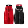 Calça casual estilo americano, leve, com blocos de cores sub-racing, cintura dupla, para homens e mulheres, fina de verão, solta, perna larga, secagem rápida, calça esportiva