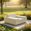 Asiento de hormigón de un solo asiento con reposabrazos para paisajismo de patio de villa, área de exhibición y descanso cuadrada modular, hecho a medida por el fabricante