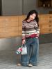 Conjunto de Dos Piezas a la Moda para Niñas 2025 Otoño: Cárdigan Rayado y Jeans Holgados, Tendencia para Niños Mayores