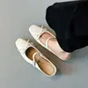 Mules Estilo Francês com Laço, Bico Quadrado, Modelo Mary Jane com Calcanhar Aberto, Novo Modelo 2026, Plataforma Interna, Meia Sapatilha Bico Fechado~Salto 5cm