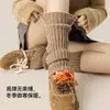 Calcetines holgados de doble puntada Y2K para mujer, otoño e invierno, cálidos, adelgazantes, calcetines de yoga, calcetines para la pantorrilla, calentadores de piernas de punto gris