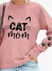 Moletom Feminino com Estampa de Patas de Mãe de Gato, Gola Redonda, Outono e Inverno, Fornecimento Amazon, Casual, Solto, Exportação
