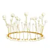 Decoración de Pastel de Cumpleaños Corona de Perlas Decoraciones Diosa Princesa Corona con Borla Corona de Pasto Marino Accesorios para Enchufar en Vestido