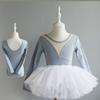 Roupa de Dança Infantil Veludo Dourado Manga Longa Roupa de Treino para Meninas Outono e Inverno Roupa para Exame Primavera Roupa Body Infantil Gancho Aberto