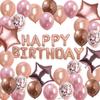 Paquete de globos de letras de feliz cumpleaños azul tinta metalizado dorado rojo vino oro rosa tema globos de látex