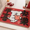 Alfombra de Bucle de Seda Roja de Seguridad y Paz para Puerta de Entrada, Felpudo Exterior para Vestíbulo, Alfombra Roja para el Exterior de la Entrada