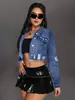 Hme Europeia e Americana Transfronteiriça Feminina Jaqueta Jeans Shorts Moda de Rua Marca de Moda Rasgada Moda Feminina Jaqueta Top Shein
