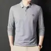 Camisa polo de manga larga Fan DITU otoño e invierno para hombre con solapa talla grande top joven y de mediana edad bordado casual holgado ropa de hombre
