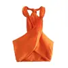 Verano 2023 Nuevo Ropa de Mujer Y2K Estilo Europeo y Americano Cuello Colgante Chaleco de Lino Pantalones Rectos de Cintura Alta Conjunto