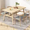 Mesa de comedor simple y moderna para apartamentos pequeños, adecuada para uso doméstico, restaurantes de comida rápida y espacios comerciales; mesa rectangular para propiedades de alquiler
