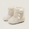 Zapatos de Terciopelo con Lazo para Niños para Niños de 1-3-6 Años Botas de Nieve para Niños Zapatos de Algodón para Bebé de Invierno Botines Botas de Piel para Niñas