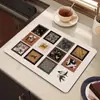 Alfombrilla absorbente para encimera de cafetera de tierra de diatomeas estilo retro americano, alfombrilla de drenaje para cocina, alfombrilla para secar platos, alfombrilla aislante térmico anti-quemaduras