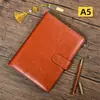 Caderno de Negócios A5 Encadernado em Couro, Caderno Destacável de Folhas Soltas com Argolas, Caderno de Atas de Reunião, Bloco de Notas para Escritório e Estudo