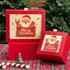 Caixa de presente de Natal vermelha, caixa para embalagem de cachecol, caneca térmica, caixa de doces e maçãs para Véspera de Natal, caixa de presente com tampa e base