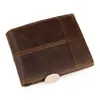 8064 Explosiones Retro Cartera de Cuero Multifuncional para Hombre de Cuero Aceitado y Encerado Corta de Cuero Horizontal Superior Piel de Vaca Corta