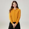 Cardigan de Cachemira Estilo Sencillo para Mujer Cuello Polo Botones Sencillos Moda Diseño Holgado Sentido del Tejido Versátil Adelgazante