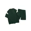 Conjunto de Top Camisa Polo Casual Holgado de Verano Bloques de Color y Pantalones Cortos Camiseta de Manga Corta Uniforme Escolar Deportivo