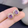 Brincos de Tarraxa de Ametista Pura Natural, Cor Super, Tamanho da Pedra Solta: Inlay de Prata de Lei S925 de Alta Qualidade 6*6mm