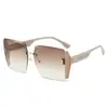 Gafas de Sol Sin Marco Cuadradas Borde Cortado Nuevas 2023 Gafas Personalizadas de Celebridad de Internet Montura Grande Gafas de Sol de Moda Venta al por Mayor en Stock