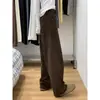 Jeans Novo Marrom Cimitarra Outono/Inverno 2025 Feminino Solto Cor Café Maillard Emagrecedor Calças de Perna Larga Comprimento Total