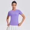 Camiseta Deportiva Transfronteriza de Cuello Redondo Nueva para Mujer, Estilo Delgado de Verano, Camiseta Transpirable de Manga Corta para Entrenamiento de Maratón, Fitness