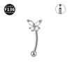 F136 Titanio Zircon Mariposa Tornillo de Bola para Hueso de Oreja Aretes Uña para Ceja Joyería para Perforación de Ceja 1.2mm X10 Barra