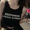 Chaleco Spice Girl de verano para mujer, camiseta interior ajustada con base, estampado de letras, top de tubo sexy, top corto sin mangas