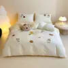 Roupa de Cama Divertida Infantil Algodão de Fibra Longa Escovado Conjunto de Três ou Quatro Peças Outono e Inverno Quente Conjunto 100% Algodão Roupa de Cama 1,2m Não Esfria na Pele