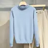 Suéter de Otoño e Invierno para Hombre, Cuello Alto Medio, Estilo Coreano, Corte Ajustado, Manga Larga, Tejido Cálido para Capa Base, Top de Punto con Diseño Único