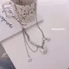 Diseño de Empalme de Perlas Ins Kuromi Collar de Acero de Titanio para Mujer Cadena para Clavícula Reflectante Nicho Hip Hop