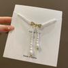 Nuevo Estilo 2025 Collar Súper Hada Completo de Diamantes con Lazo para Mujer, Elegante y Sencillo Cadena Clavicular de Perlas y Perlas al por Mayor